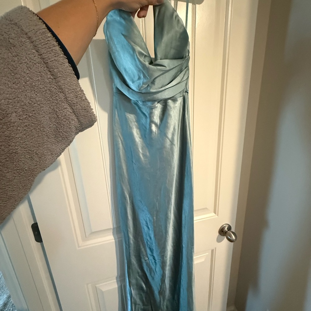Elegant Strapless Blue Dress
